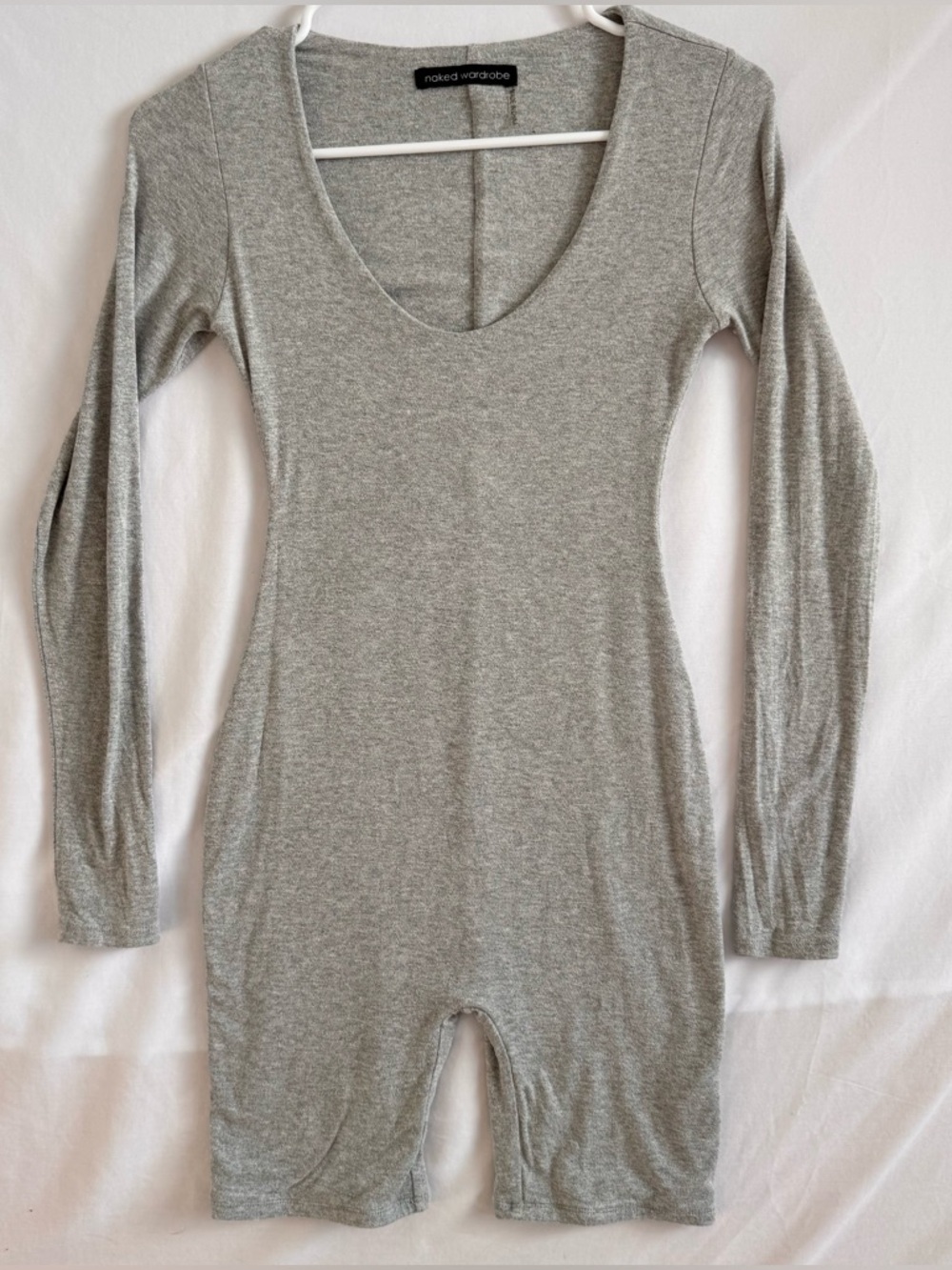 NAKED WARDROBE Scoop Me Up Romper In Heather Grey - Size Small